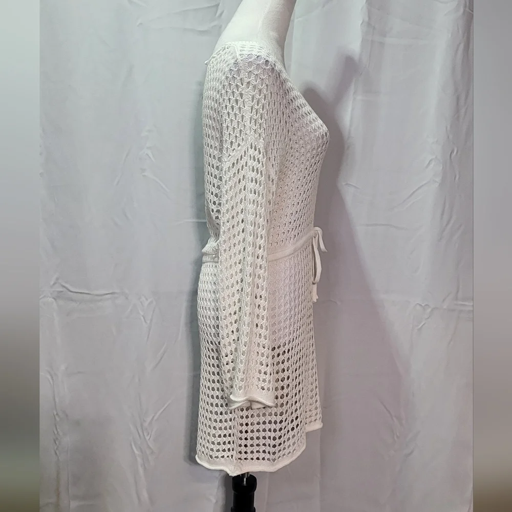 Blooming Jelly Womens NWT White Crochet Cover Up Midi Dress Bell Sleeve Sz Small - Picture 3 of 5